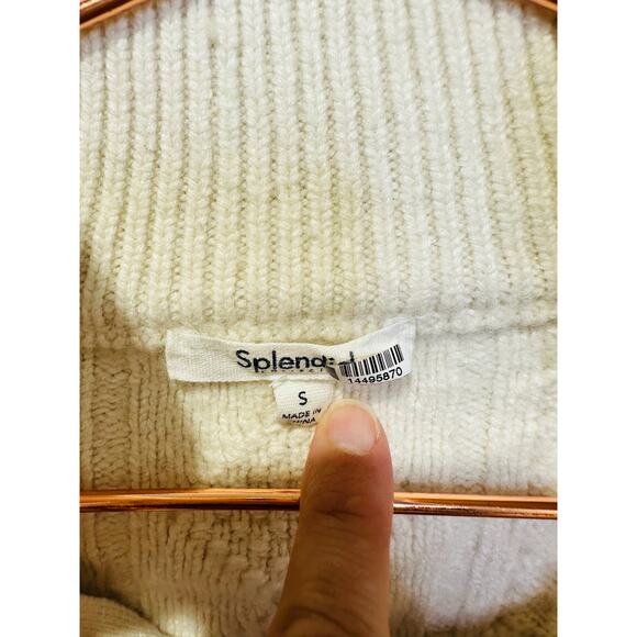 SPLENDID Off-White Wool Blend Quarter Zip Long Sleeve Dakota Half Zip Sweater S - Picture 6 of 12